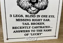 Vintage Lost Dog Porcelain Sign Gas Oil Fun Humor Restaurant Bar Hardware Store