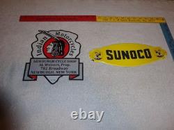 Vintage Lot 2 Diecut Porcelain Sunoco Donald Duck Indian Motorcycle Gas Oil Sign