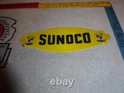 Vintage Lot 2 Diecut Porcelain Sunoco Donald Duck Indian Motorcycle Gas Oil Sign