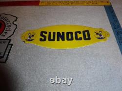 Vintage Lot 2 Diecut Porcelain Sunoco Donald Duck Indian Motorcycle Gas Oil Sign Vintage Lot 2 Diecut Porcelain Sunoco Donald Duck Indian Motorcycle Gas Oil Sign