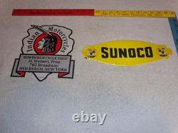 Vintage Lot 2 Diecut Porcelain Sunoco Donald Duck Indian Motorcycle Gas Oil Sign