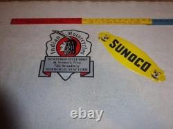 Vintage Lot 2 Diecut Porcelain Sunoco Donald Duck Indian Motorcycle Gas Oil Sign