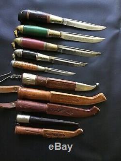 Vintage Lot of Finland Horse Head Puukko Knife signed Kauhava, Lisakki Jarvenpaa