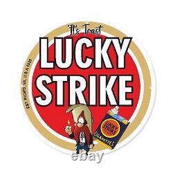 Vintage Lucky Strike Cigarettes Smoke Flavored Man Cave Porcelain Enamel Sign