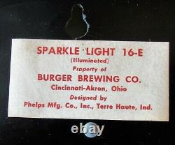 Vintage MCM Burger Beer Sparkle Brewed Starburst Electric Wall Motion Light Sign