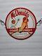 Vintage Mc Donald's Porcelain Pinup Girl Gas Oil Garage Service Pump Plate Sign