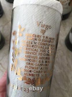 Vintage MID Century Gilded Zodiac Signs Glasses Complete Set