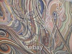 Vintage MID Century Modern Painting Abstract Expressionism Cubism Geometric Old