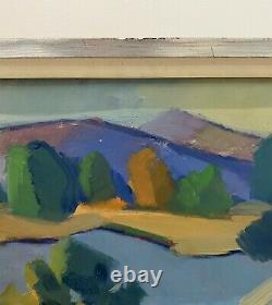 Vintage MID Century Swedish Modernist Framed Oil Painting Flow