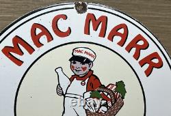 Vintage Mac Marr Evaporated Milk Porcelain Sign Grocery Store Restaurant Gas Oil