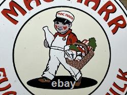 Vintage Mac Marr Evaporated Milk Porcelain Sign Grocery Store Restaurant Gas Oil