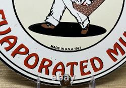 Vintage Mac Marr Evaporated Milk Porcelain Sign Grocery Store Restaurant Gas Oil