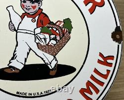 Vintage Mac Marr Evaporated Milk Porcelain Sign Grocery Store Restaurant Gas Oil