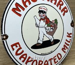 Vintage Mac Marr Evaporated Milk Porcelain Sign Grocery Store Restaurant Gas Oil