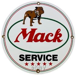 Vintage Mack Trucks Porcelain Dealership Sign Gas Sales Service Oil Spyke & Tyke