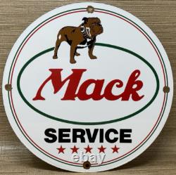 Vintage Mack Trucks Porcelain Dealership Sign Gas Sales Service Oil Spyke & Tyke