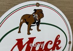 Vintage Mack Trucks Porcelain Dealership Sign Gas Sales Service Oil Spyke & Tyke