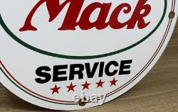 Vintage Mack Trucks Porcelain Dealership Sign Gas Sales Service Oil Spyke & Tyke