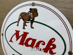 Vintage Mack Trucks Porcelain Dealership Sign Gas Sales Service Oil Spyke & Tyke