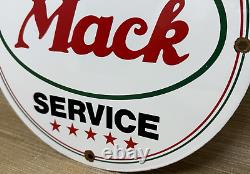 Vintage Mack Trucks Porcelain Dealership Sign Gas Sales Service Oil Spyke & Tyke
