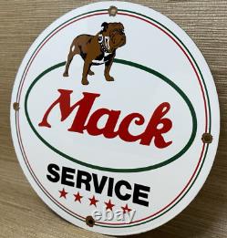 Vintage Mack Trucks Porcelain Dealership Sign Gas Sales Service Oil Spyke & Tyke