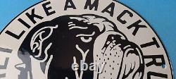 Vintage Mack Trucks Sign Diesel Bulldog Auto Gas Pump Porcelain Sign