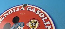 Vintage Magnolia Gasoline Porcelain Mickey Mouse Gas Service Station Pump Sign