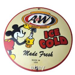 Vintage Man Cave Sign A&W Root Beer Beverage Mickey Mouse Gas Pump Sign