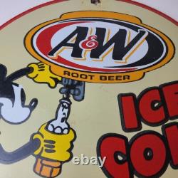 Vintage Man Cave Sign A&W Root Beer Beverage Mickey Mouse Gas Pump Sign