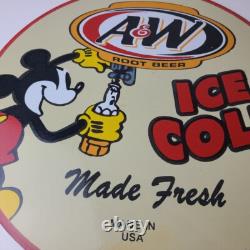 Vintage Man Cave Sign A&W Root Beer Beverage Mickey Mouse Gas Pump Sign