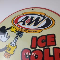 Vintage Man Cave Sign A&W Root Beer Beverage Mickey Mouse Gas Pump Sign
