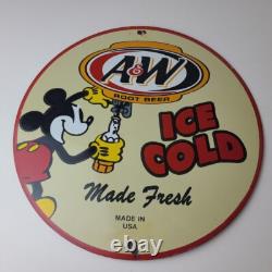 Vintage Man Cave Sign A&W Root Beer Beverage Mickey Mouse Gas Pump Sign