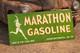 Vintage Marathon Gasoline Sign 48x23 Aluminum Gas Oil Garage Decor