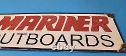Vintage Mariner Outboards Porcelain Gasoline Pump Plate Service Sales Sign