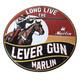 Vintage Marlin Firearms Sign Long Live Lever Gun Advertise Gas Porcelain Sign