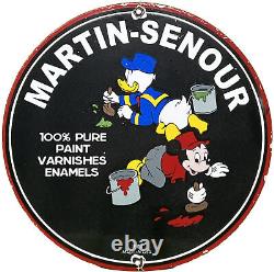 Vintage Martin Senour Porcelain Sign Disney Donald Duck Mickey Mouse Home Depot
