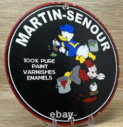 Vintage Martin Senour Porcelain Sign Disney Donald Duck Mickey Mouse Home Depot