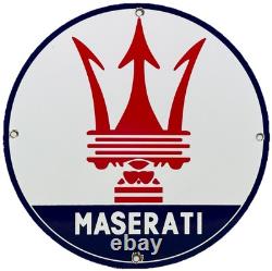 Vintage Maserati Porcelain Sign Oil Gas Dealership Ford Jag Cars Lambo Ferrari