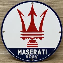Vintage Maserati Porcelain Sign Oil Gas Dealership Ford Jag Cars Lambo Ferrari