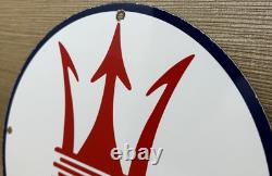 Vintage Maserati Porcelain Sign Oil Gas Dealership Ford Jag Cars Lambo Ferrari