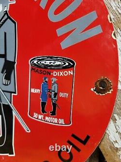 Vintage Mason Dixon Porcelain Sign 1954 Diesel Fuel Gas Station Motor Oil Garage