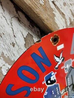 Vintage Mason Dixon Porcelain Sign 1954 Diesel Fuel Gas Station Motor Oil Garage