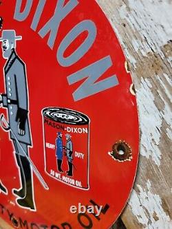 Vintage Mason Dixon Porcelain Sign 1954 Diesel Fuel Gas Station Motor Oil Garage