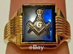 Vintage Masonic Ring 10k Yellow Gold Size 10 Signed Hallmarked