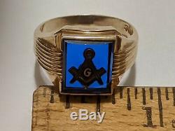 Vintage Masonic Ring 10k Yellow Gold Size 10 Signed Hallmarked