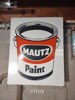 Vintage Mautz Paint Sign 30x 24 Metal Wall Decor Antique Signage 2'x2 1/2' FT
