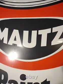 Vintage Mautz Paint Sign 30x 24 Metal Wall Decor Antique Signage 2'x2 1/2' FT