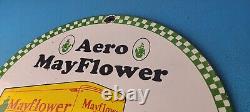 Vintage May Flower Service Sign Gas Truck Moving Pump Plate Advertising Sign
