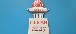 Vintage Mens Standard Gasoline Porcelain Gas Service Torch Restroom Pump Sign