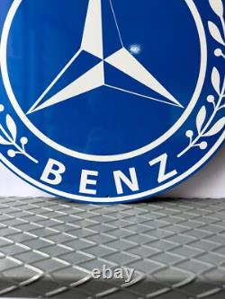 Vintage Mercedes-Benz Blue Laurel Logo Heavy Metal Sign 19.7 (50cm)